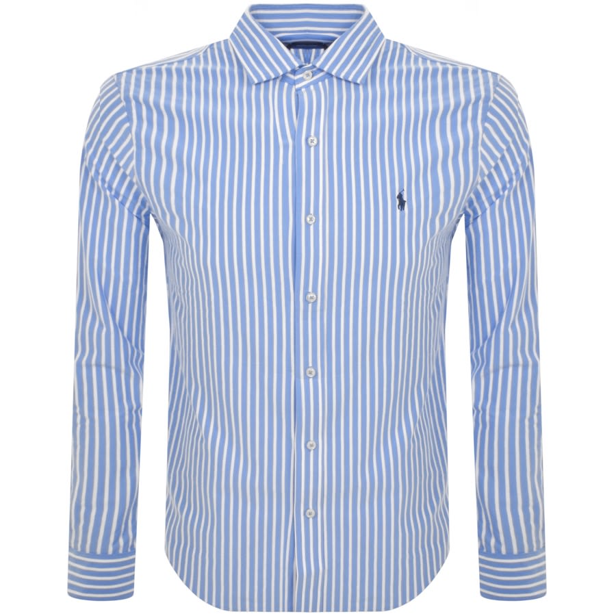 Image number 1 for Ralph Lauren Long Sleeved Stripe Shirt Blue