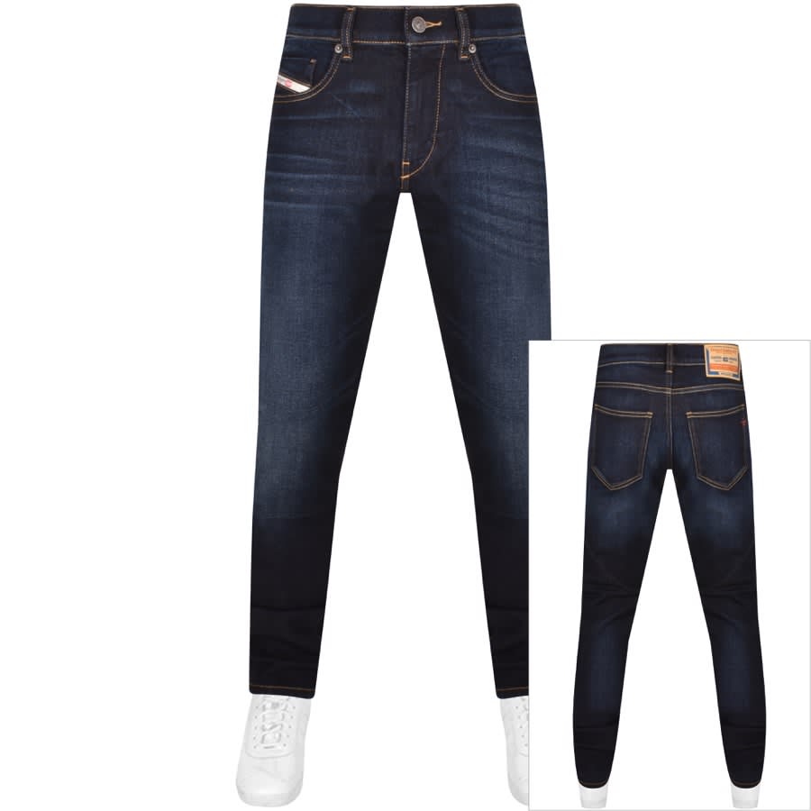 Image number 1 for Diesel D Strukt Slim Fit Dark Wash Jeans Navy
