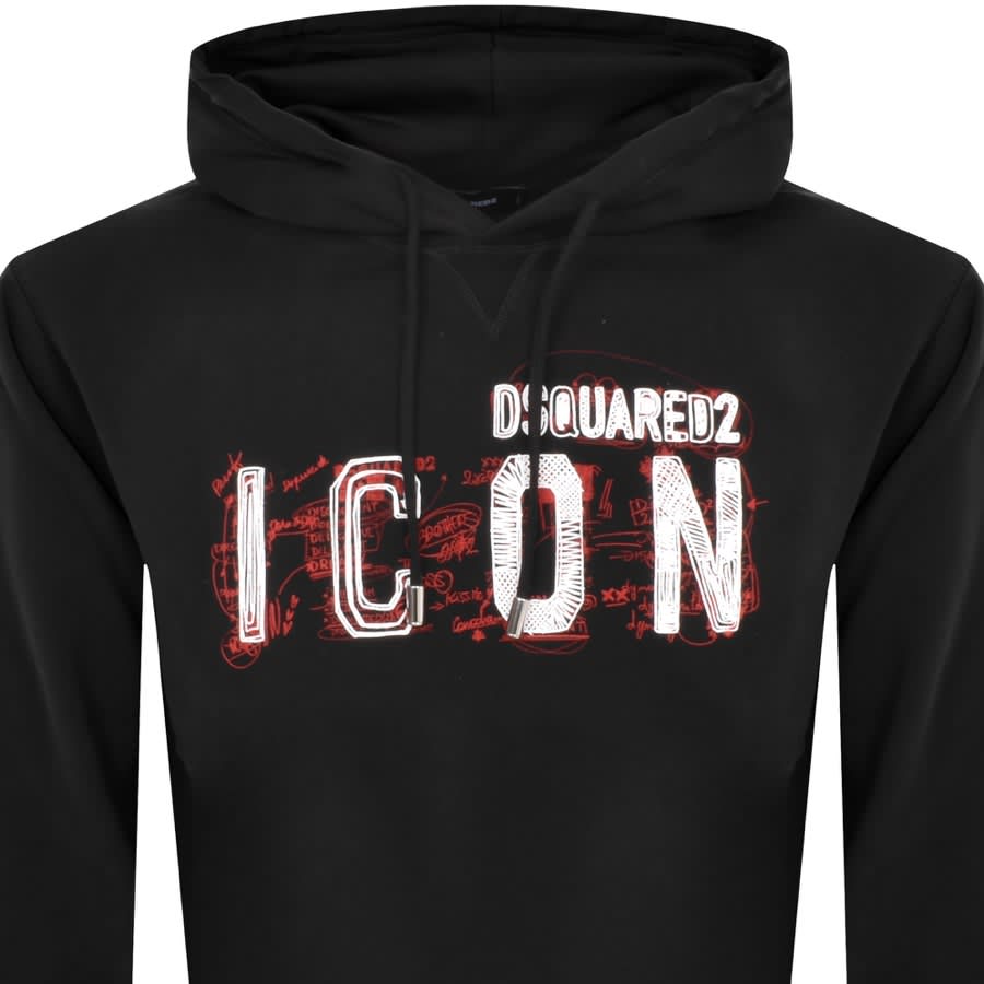 Image number 2 for DSQUARED2 Icon Scribble Cool Fit Hoodie Black
