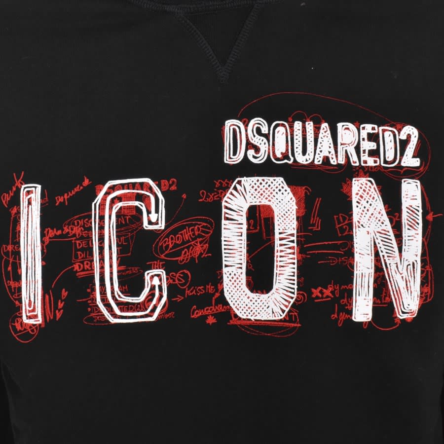Image number 3 for DSQUARED2 Icon Scribble Cool Fit Hoodie Black
