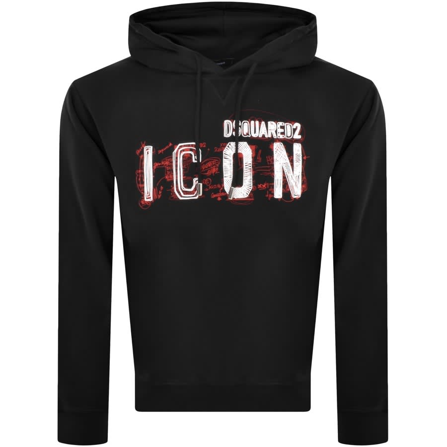Image number 1 for DSQUARED2 Icon Scribble Cool Fit Hoodie Black