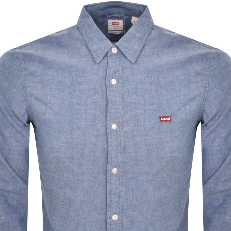 Image number 2 for Levis Battery Slim Fit Long Sleeved Shirt Blue