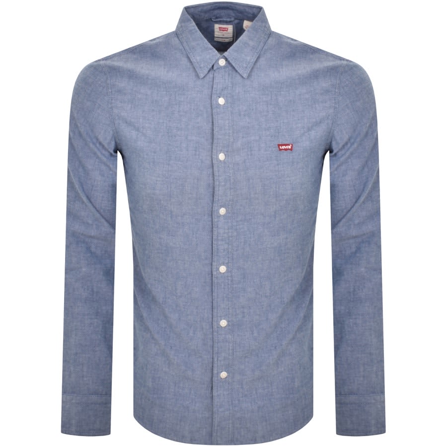 Image number 1 for Levis Battery Slim Fit Long Sleeved Shirt Blue