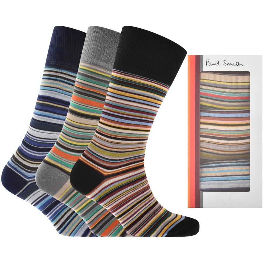 Image number 1 for Paul Smith Gift Set 3 Pack Stripe Socks Yellow