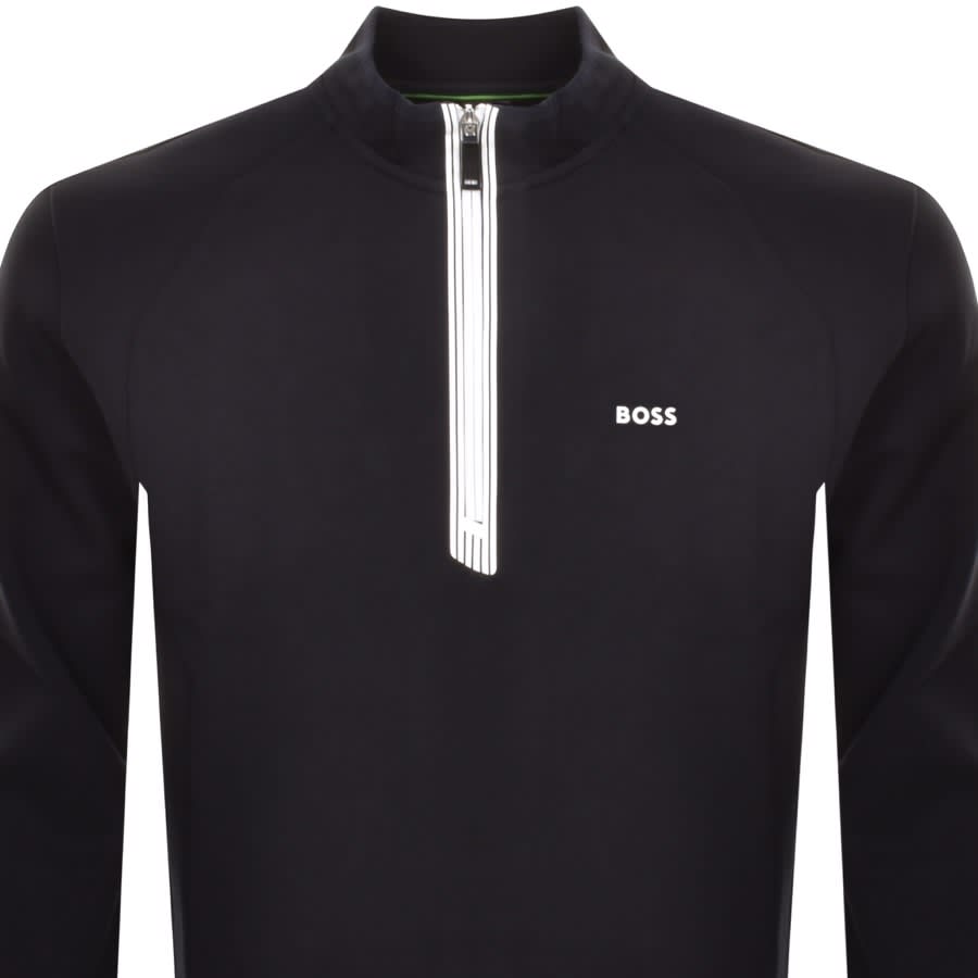 Image number 2 for BOSS Sweat 1 Half Zip Sweatshirt Navy