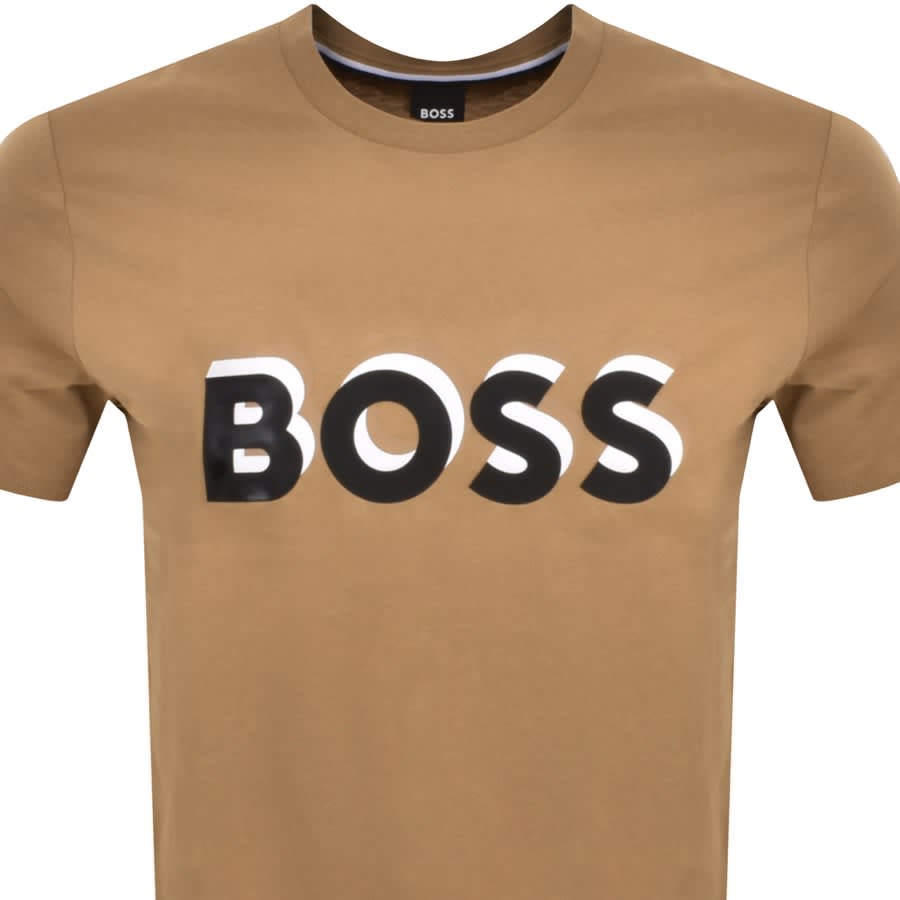 Image number 2 for BOSS Tiburt 427 Logo T Shirt Beige