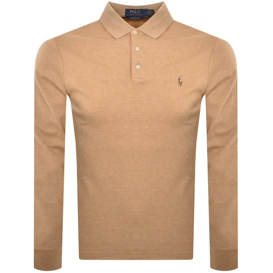 Image number 1 for Ralph Lauren Long Sleeved Polo T Shirt Beige