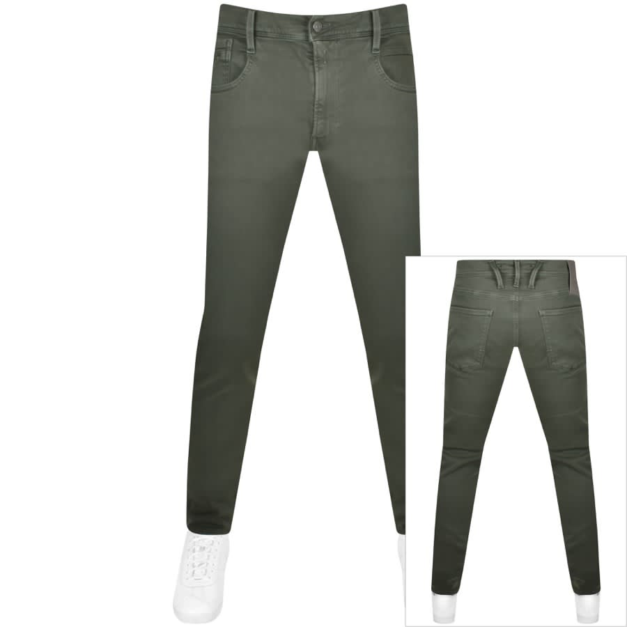 Image number 1 for Replay Anbass Hyperflex Jeans Khaki