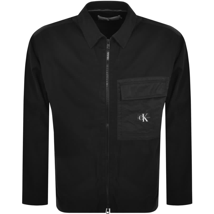Image number 1 for Calvin Klein Jeans Mix Media Overshirt Black