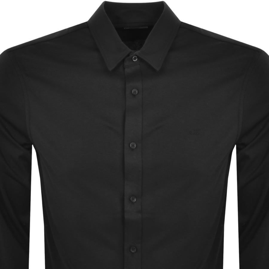 Image number 2 for Calvin Klein Long Sleeve Slim Fit Shirt Black