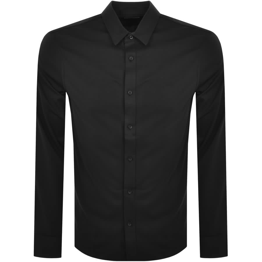 Image number 1 for Calvin Klein Long Sleeve Slim Fit Shirt Black