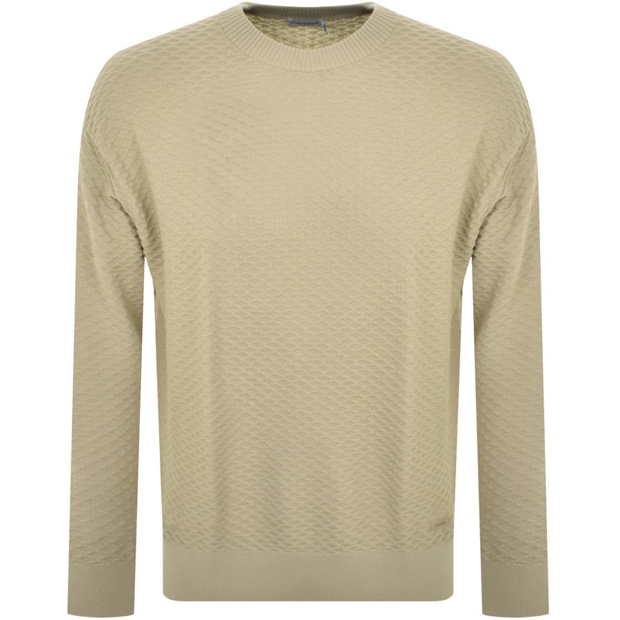Image number 1 for Calvin Klein Textured Knited Jumper Green