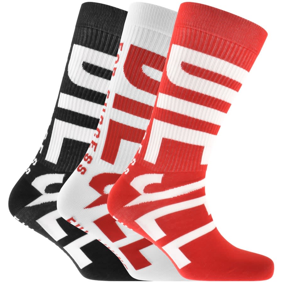 Image number 1 for Diesel Ray Three Pack Socks Red