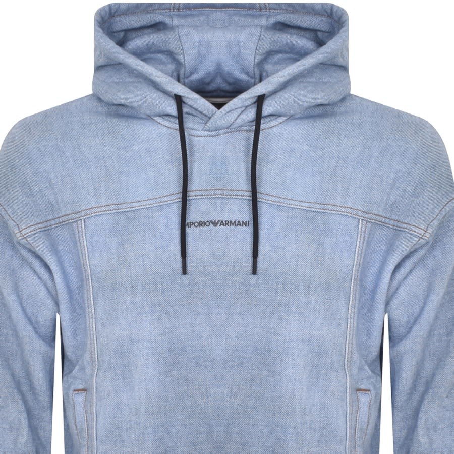 Image number 2 for Emporio Armani Eagle Logo Hoodie Blue