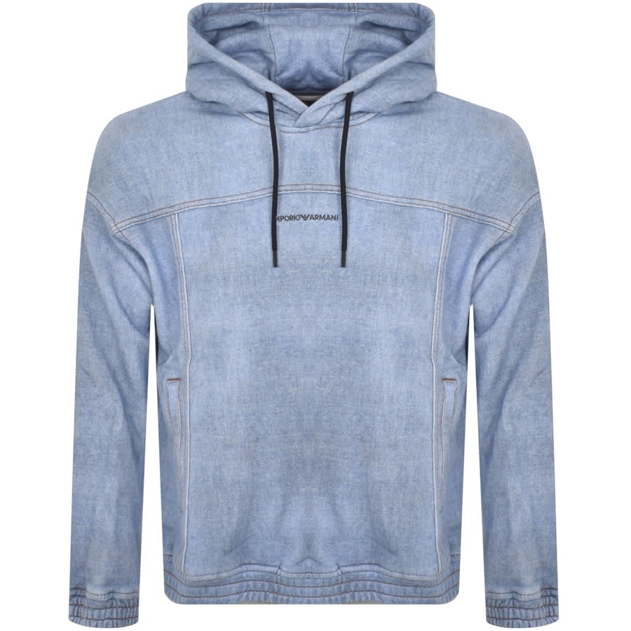 Image number 1 for Emporio Armani Eagle Logo Hoodie Blue