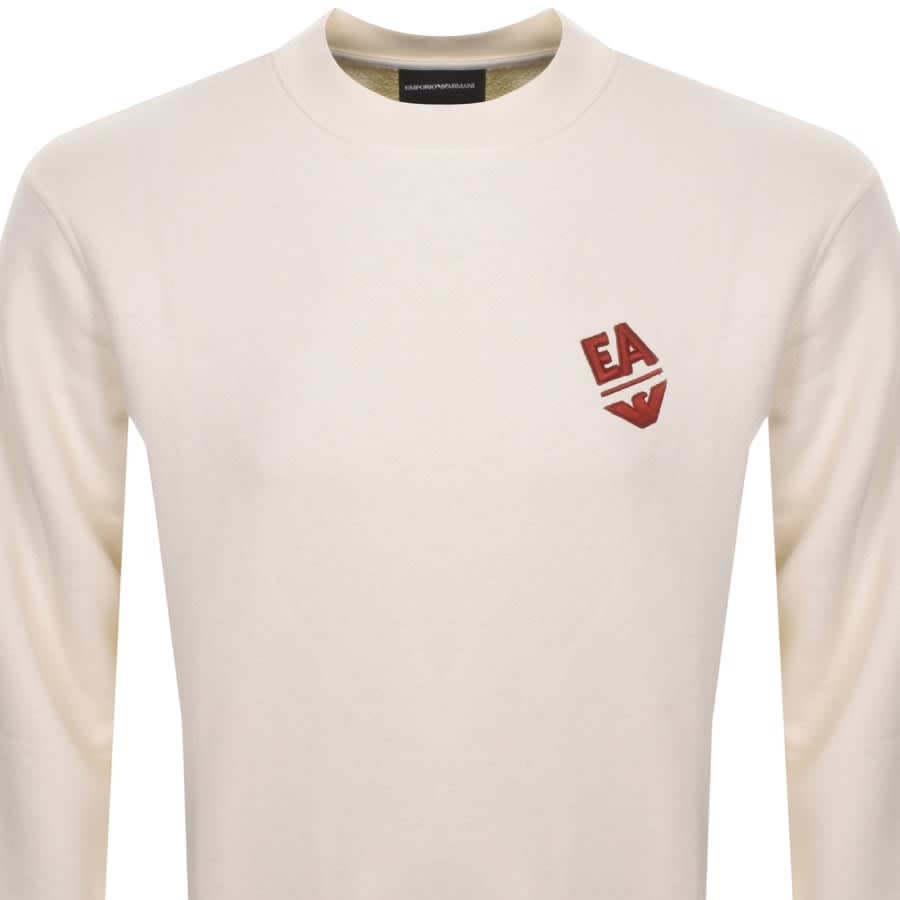 Image number 2 for Emporio Armani Crew Neck Logo Sweatshirt Cream