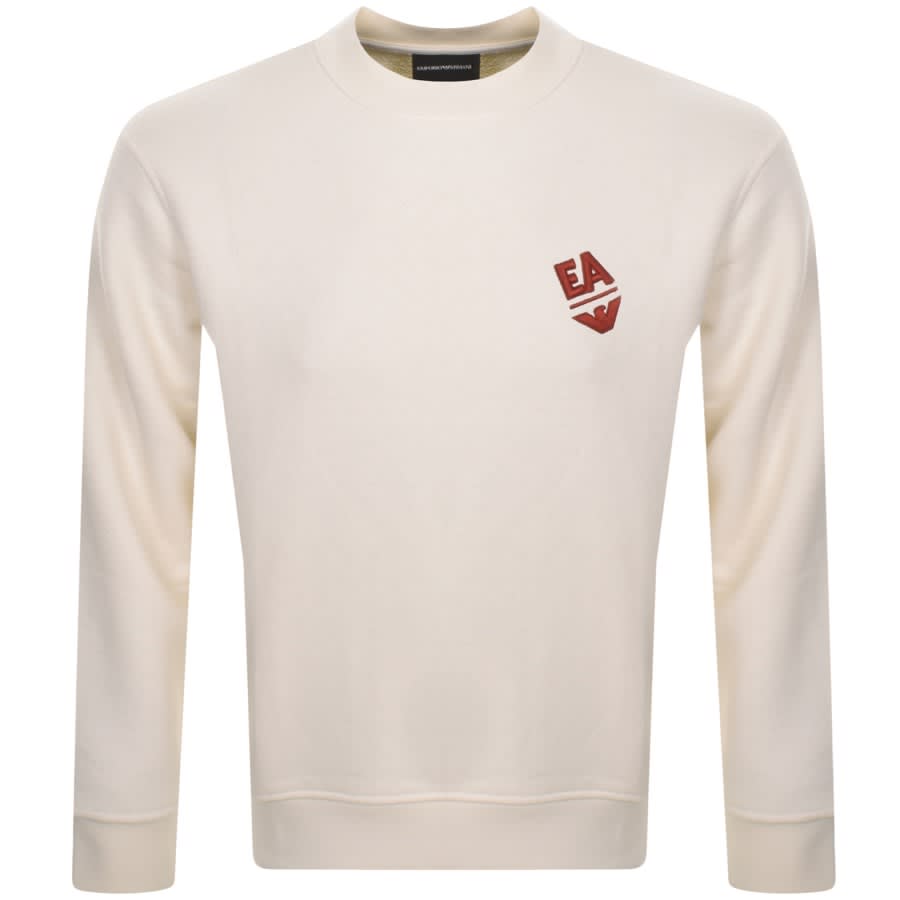 Image number 1 for Emporio Armani Crew Neck Logo Sweatshirt Cream