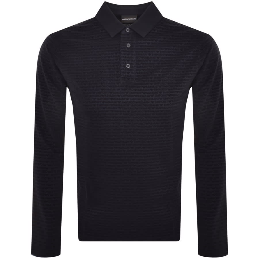Image number 1 for Emporio Armani Long Sleeved Polo T Shirt Navy