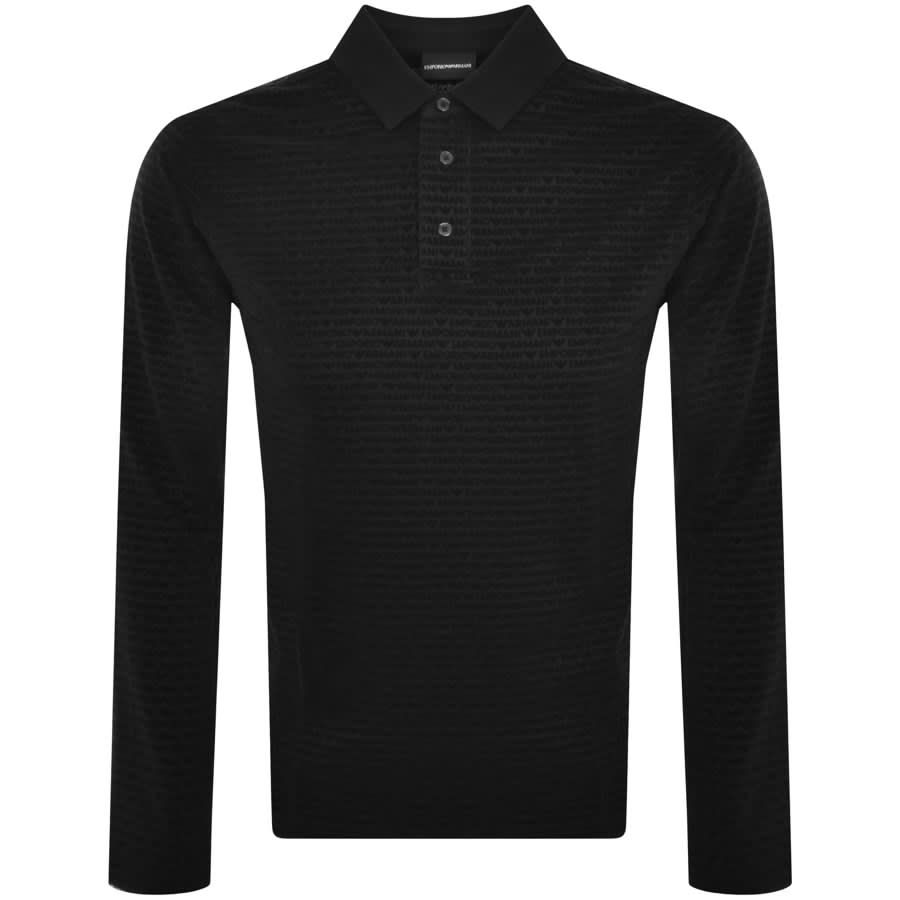 Image number 1 for Emporio Armani Long Sleeved Polo T Shirt Black