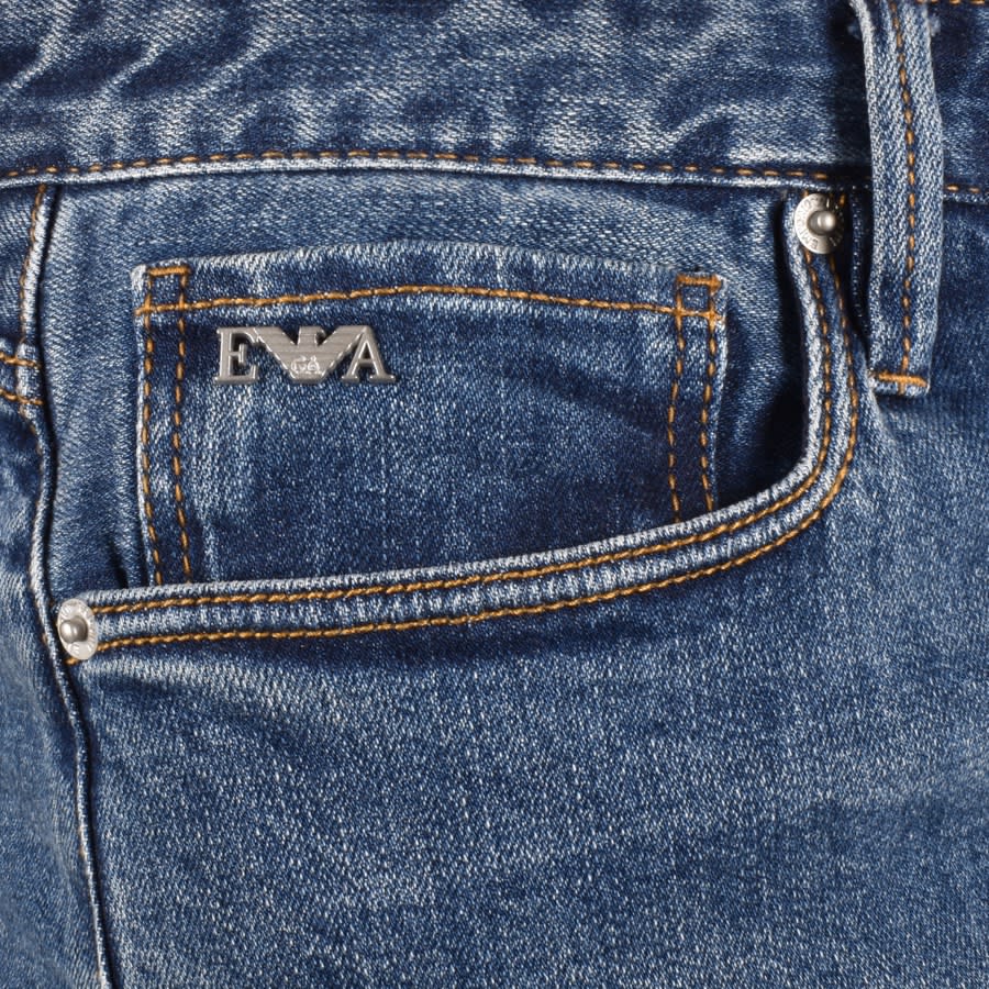 Image number 4 for Emporio Armani J75 Slim Mid Wash Jeans Blue