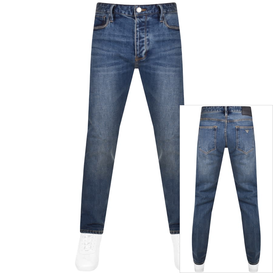 Image number 1 for Emporio Armani J75 Slim Mid Wash Jeans Blue