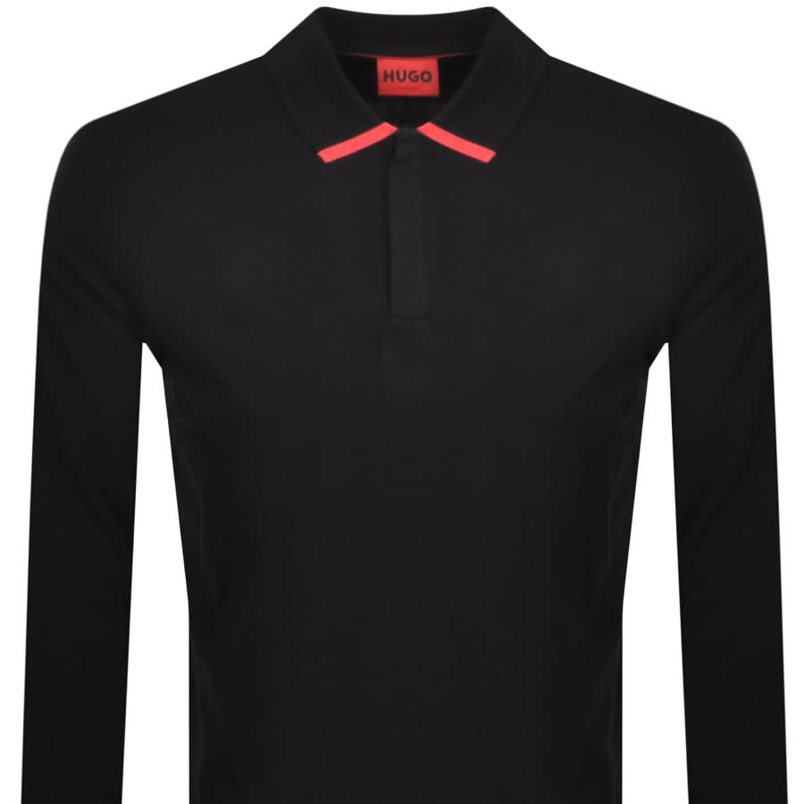 Image number 2 for HUGO Dalomo Long Sleeve Polo T Shirt Black