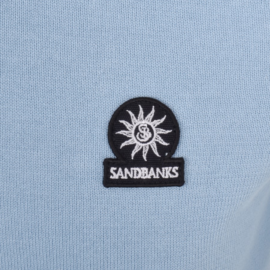 Image number 3 for Sandbanks Fine Gauge Quarter Zip Jumper Blue