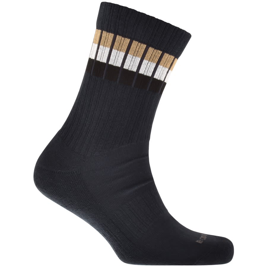 Image number 2 for BOSS Three Pack Ribbed Crew Socks Navy