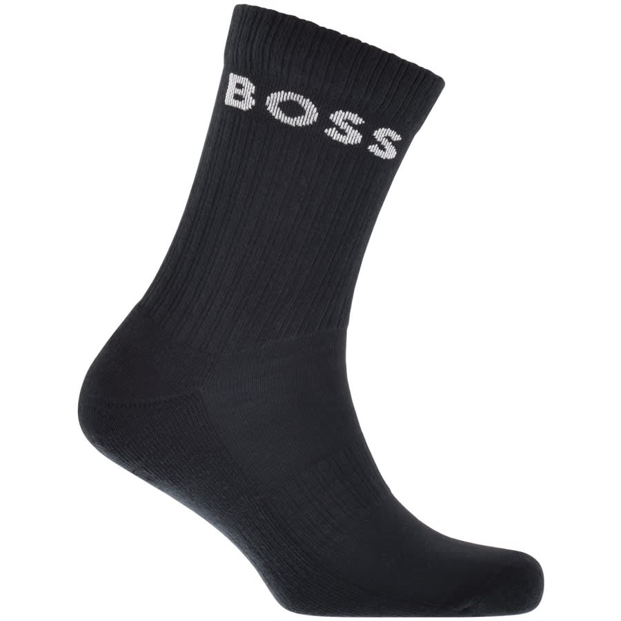 Image number 3 for BOSS Three Pack Ribbed Crew Socks Navy