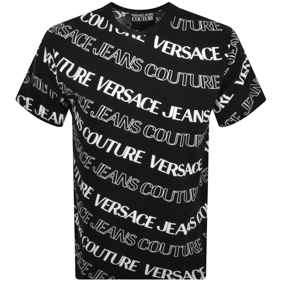 Image number 1 for Versace Jeans Couture Monogram T Shirt Black
