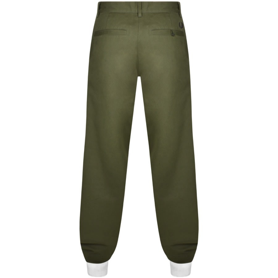 Image number 2 for Fred Perry Straight Leg Twill Trousers Green
