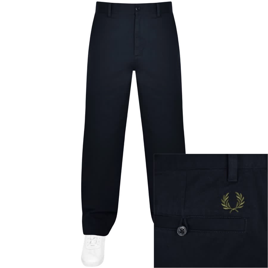 Image number 1 for Fred Perry Straight Leg Twill Trousers Navy