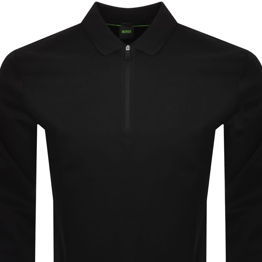 Image number 2 for BOSS Plisy Mirror Long Sleeve Polo T Shirt Black