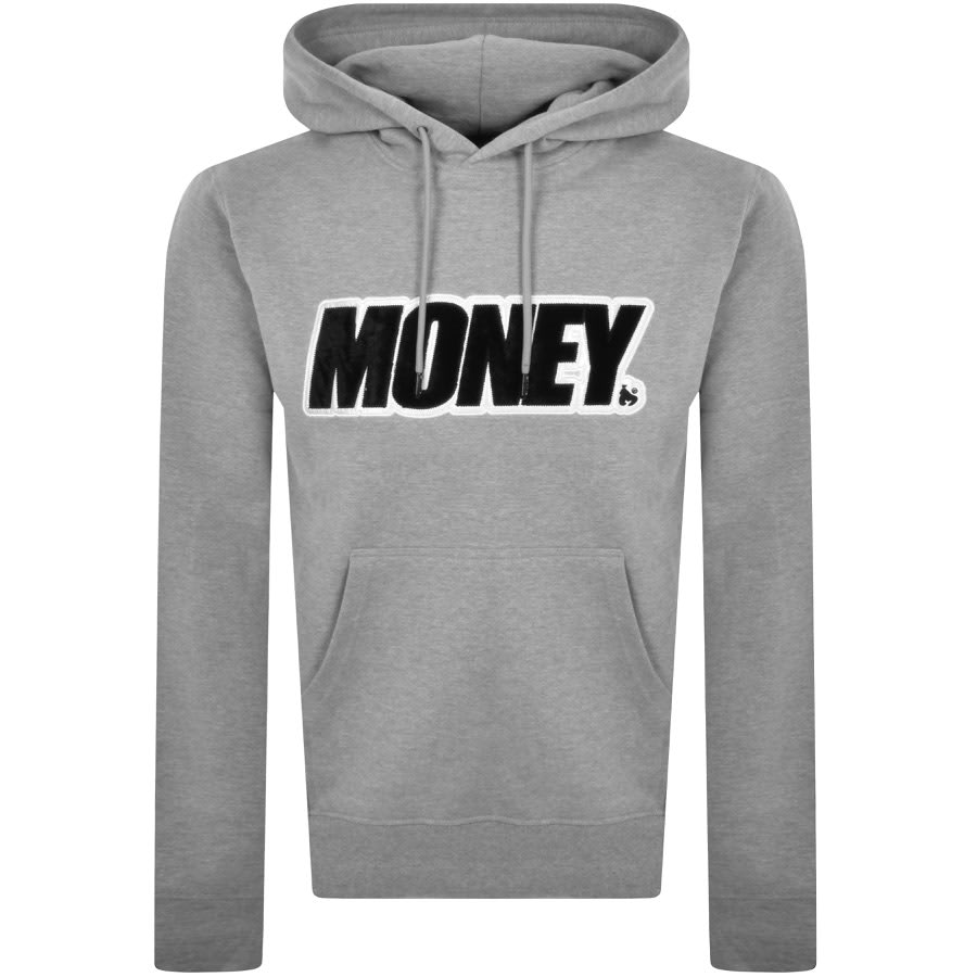 Image number 2 for Money Velour Applique Hoodie Grey