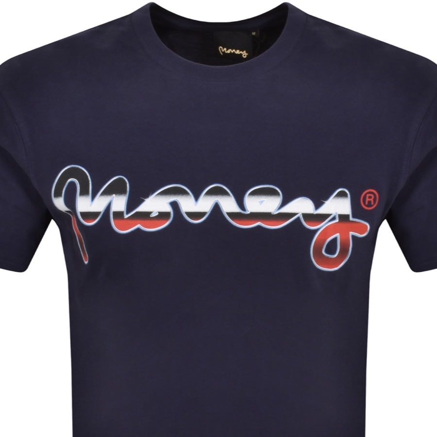 Image number 2 for Money Chrome Logo T Shirt Navy