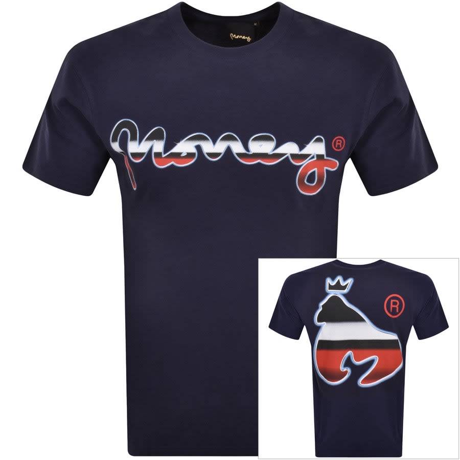 Image number 1 for Money Chrome Logo T Shirt Navy