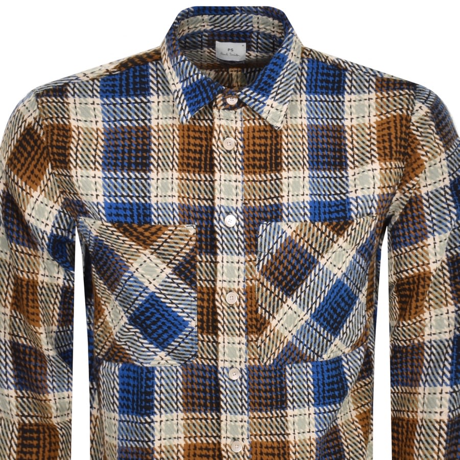 Image number 2 for Paul Smith Checked Long Sleeve Shirt Beige