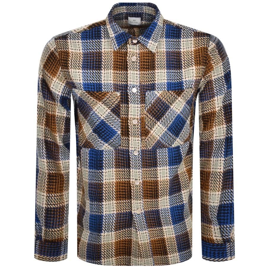 Image number 1 for Paul Smith Checked Long Sleeve Shirt Beige