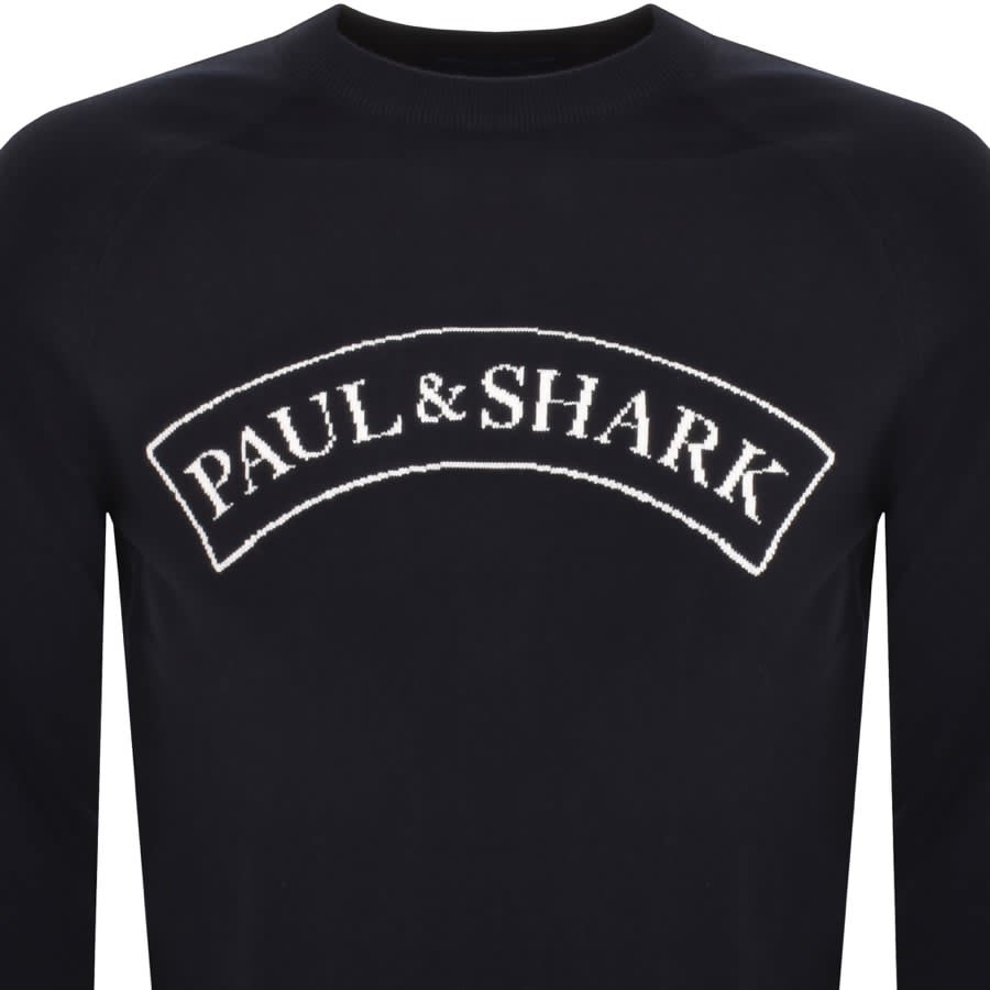 Image number 2 for Paul And Shark Crew Neck Knit Jumper Navy
