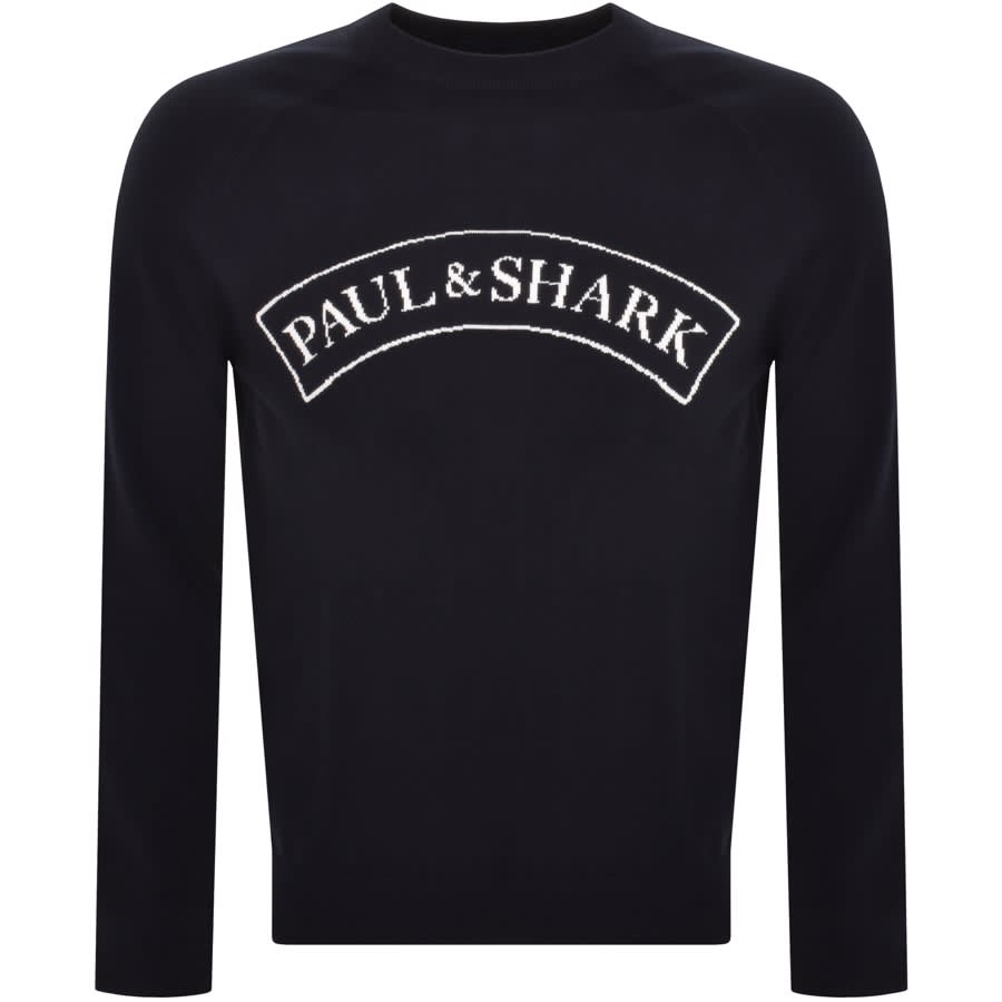 Image number 1 for Paul And Shark Crew Neck Knit Jumper Navy