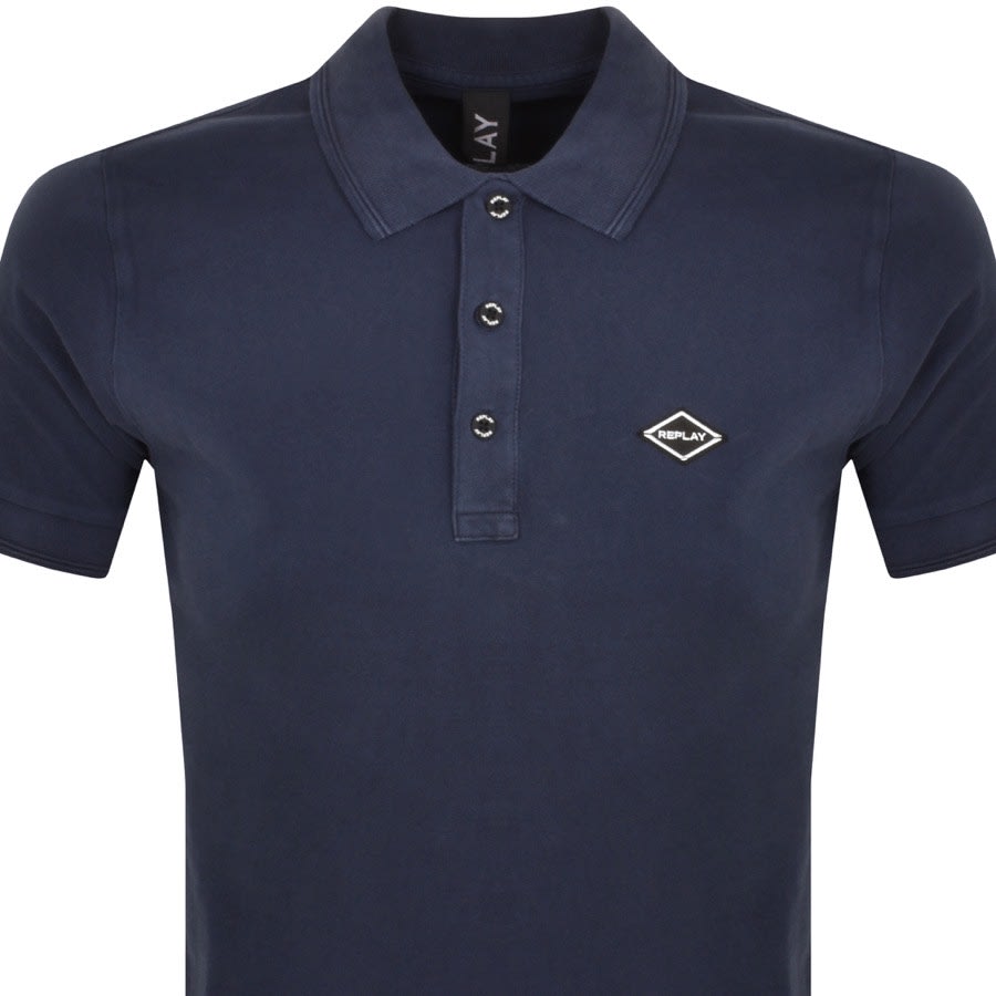 Image number 2 for Replay Short Sleeved Logo Polo T Shirt Navy