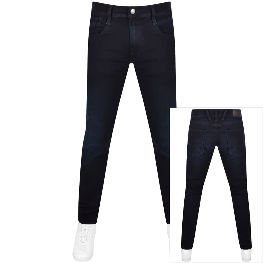 Image number 1 for Replay Anbass Slim Fit Jeans Navy