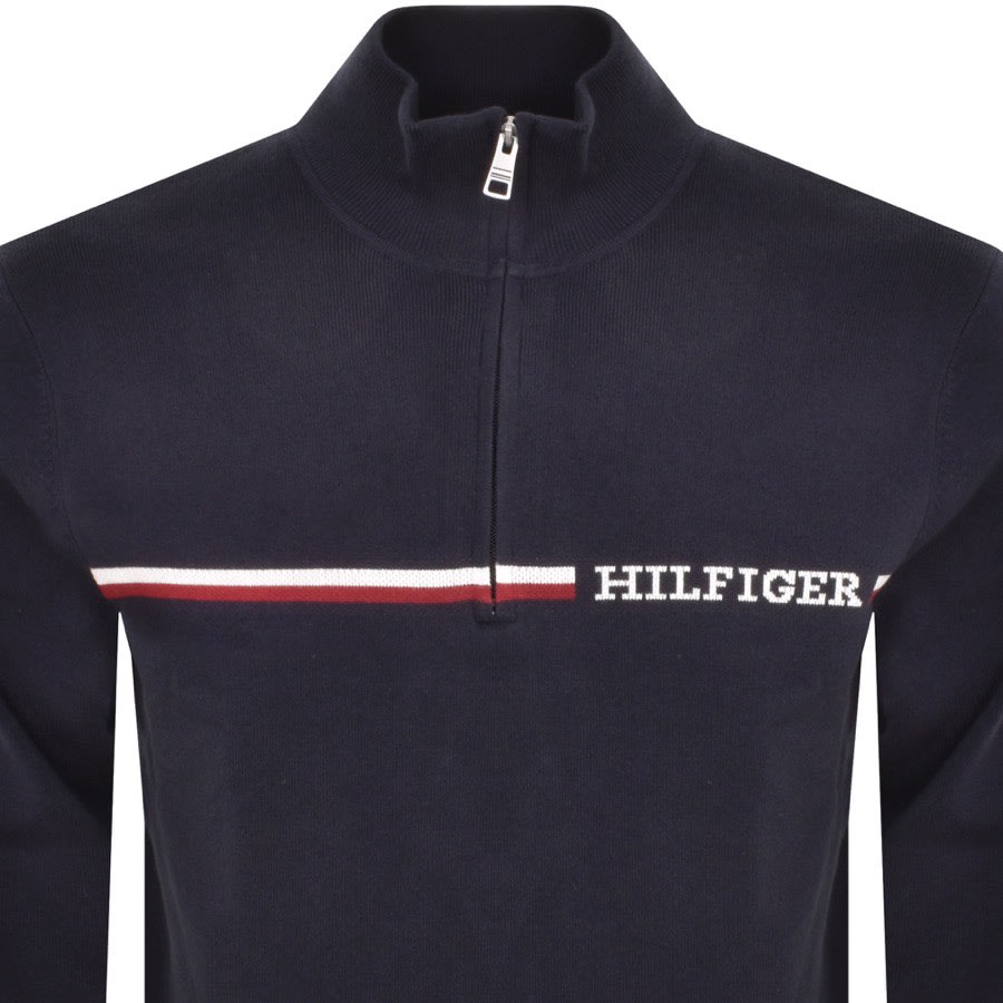 Image number 2 for Tommy Hilfiger Half Zip Sweatshirt Navy