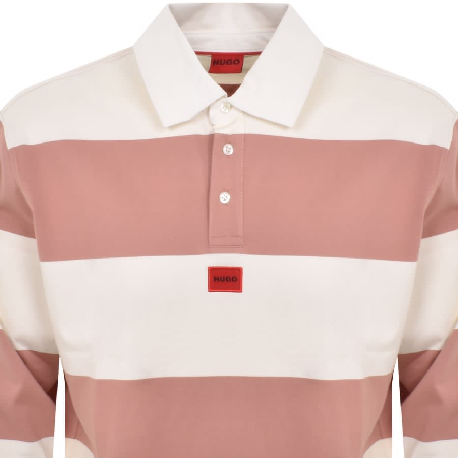 Image number 2 for HUGO Diragbi Long Sleeved Polo T Shirt Pink