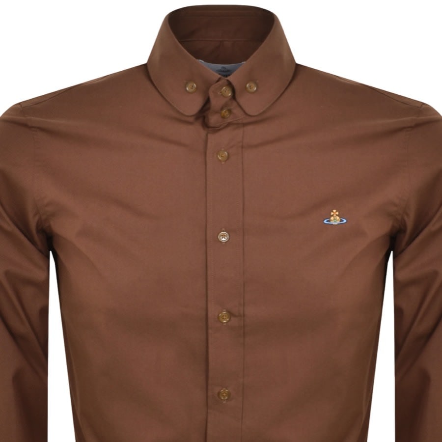 Image number 2 for Vivienne Westwood Slim Long Sleeved Shirt Brown