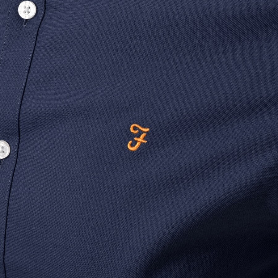 Image number 3 for Farah Vintage Brewer Slim Short Sleeve Shirt Navy