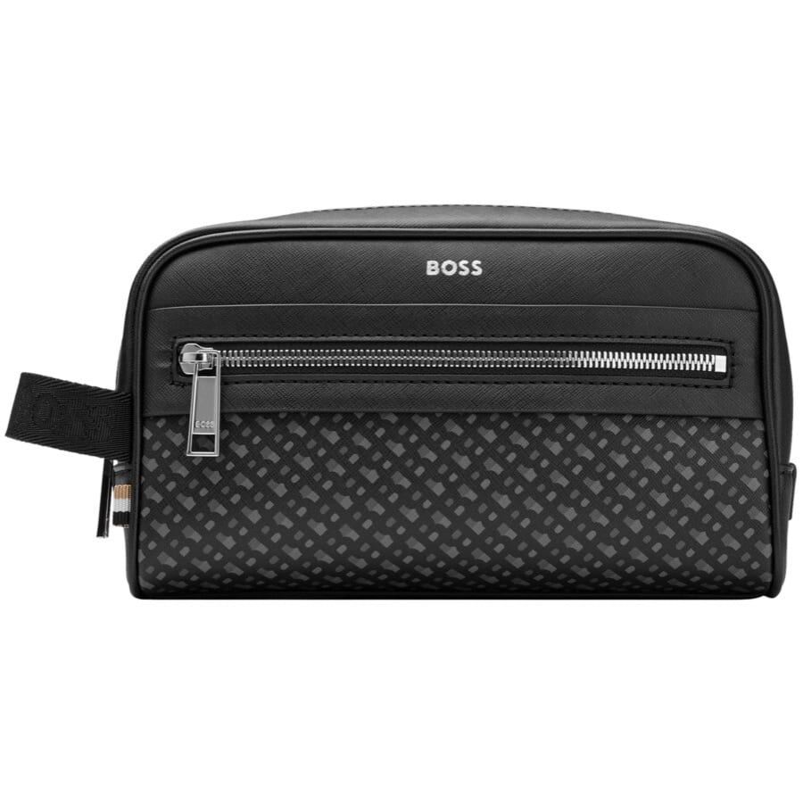 BOSS Zair Monogram Wash Bag Black | Mainline Menswear