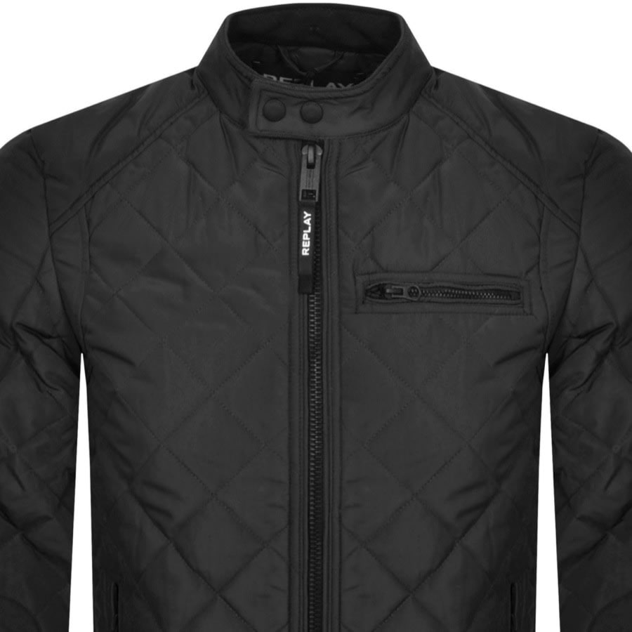 Image number 2 for Replay Logo Quilted Jacket Black