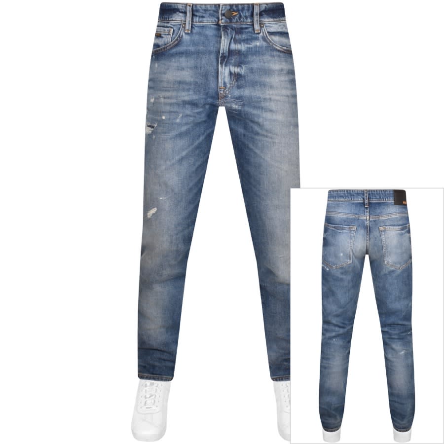 Image number 1 for BOSS RE Maine Regular Fit Mid Wash Jeans Blue