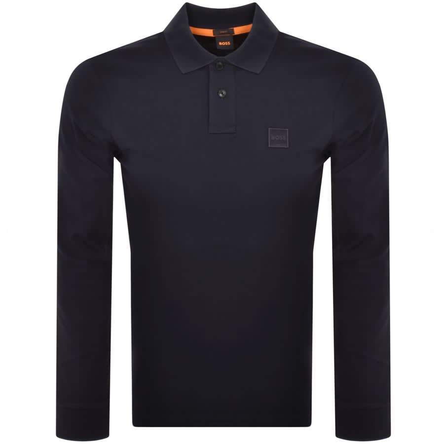 Image number 1 for BOSS Passerby Long Sleeved Polo T Shirt Navy